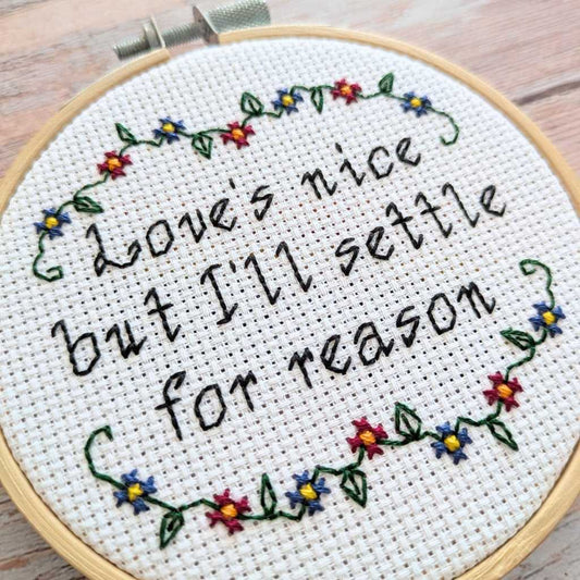 Settle for reason cross stitch pattern by Room for Calm