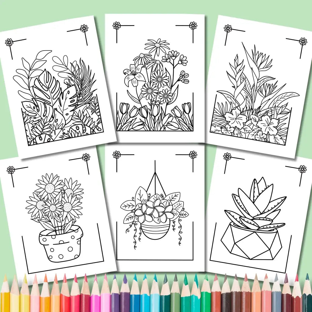 Plants & Flowers Coloring Pack - Printable PDF Coloring Pages by Room for Calm
