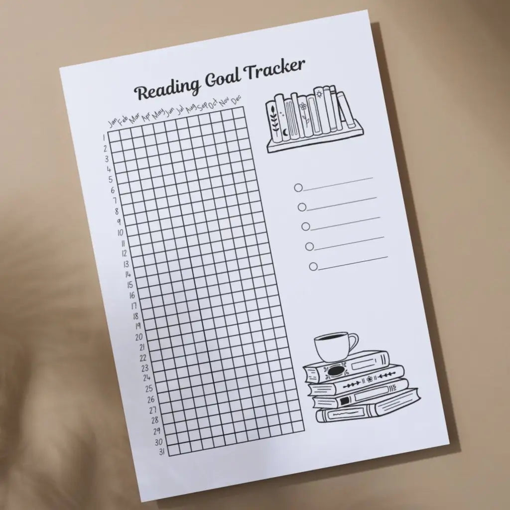 Reading Goal Tracker by Room for Calm - Printable PDF