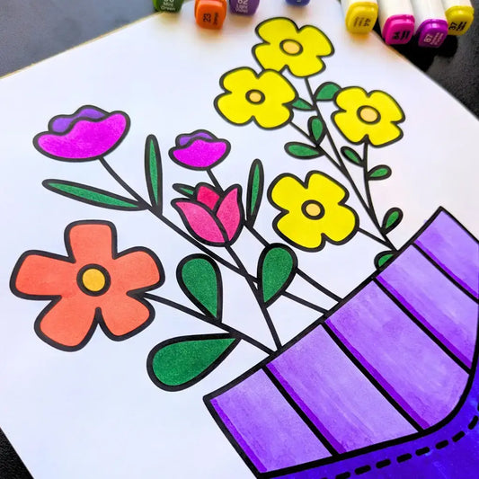 Summer Blooms Coloring Pages – Bold & Easy Printable PDF by Room for Calm