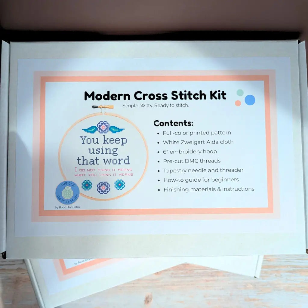 Word Nerd’s Refrain - Funny Princess Bride Cross Stitch Kit by Room for Calm
