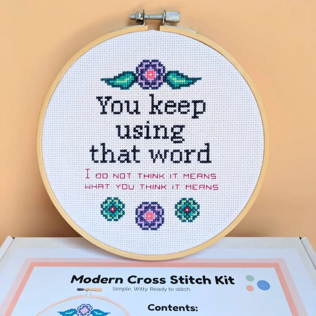 Word Nerd’s Refrain - Funny Princess Bride Cross Stitch Kit by Room for Calm