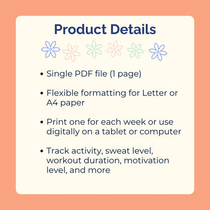 Weekly Fitness Journal - Printable PDF by Room for Calm