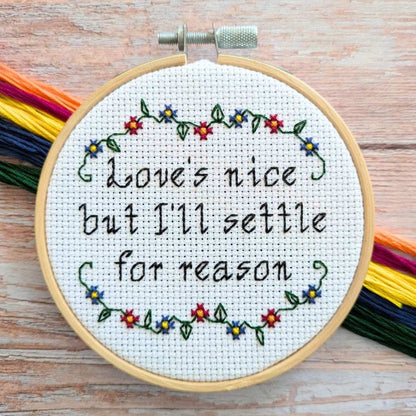 Settle for reason cross stitch pattern by Room for Calm