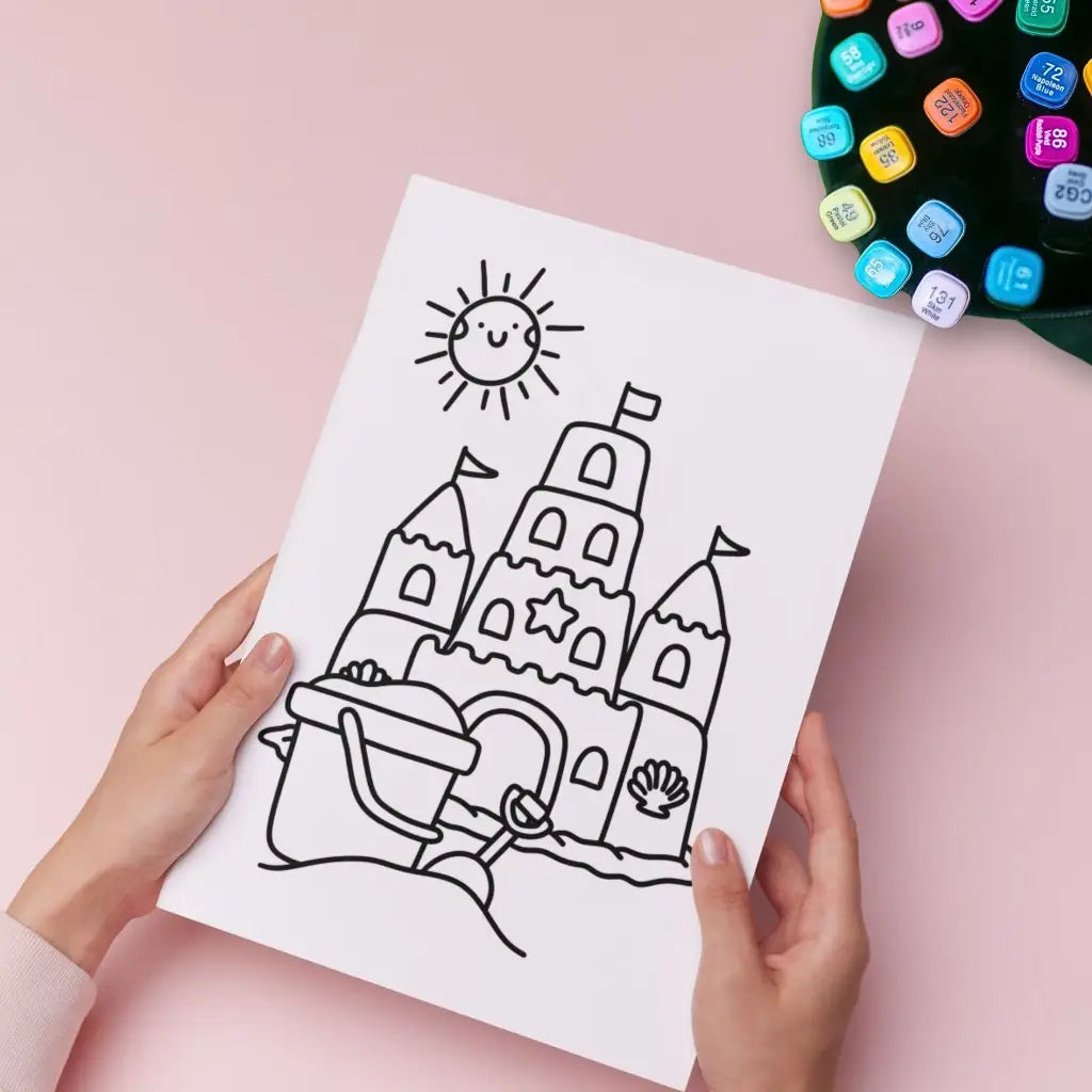 Beach Vibes Summer Coloring Pages – Bold & Easy Printable PDF by Room for Calm