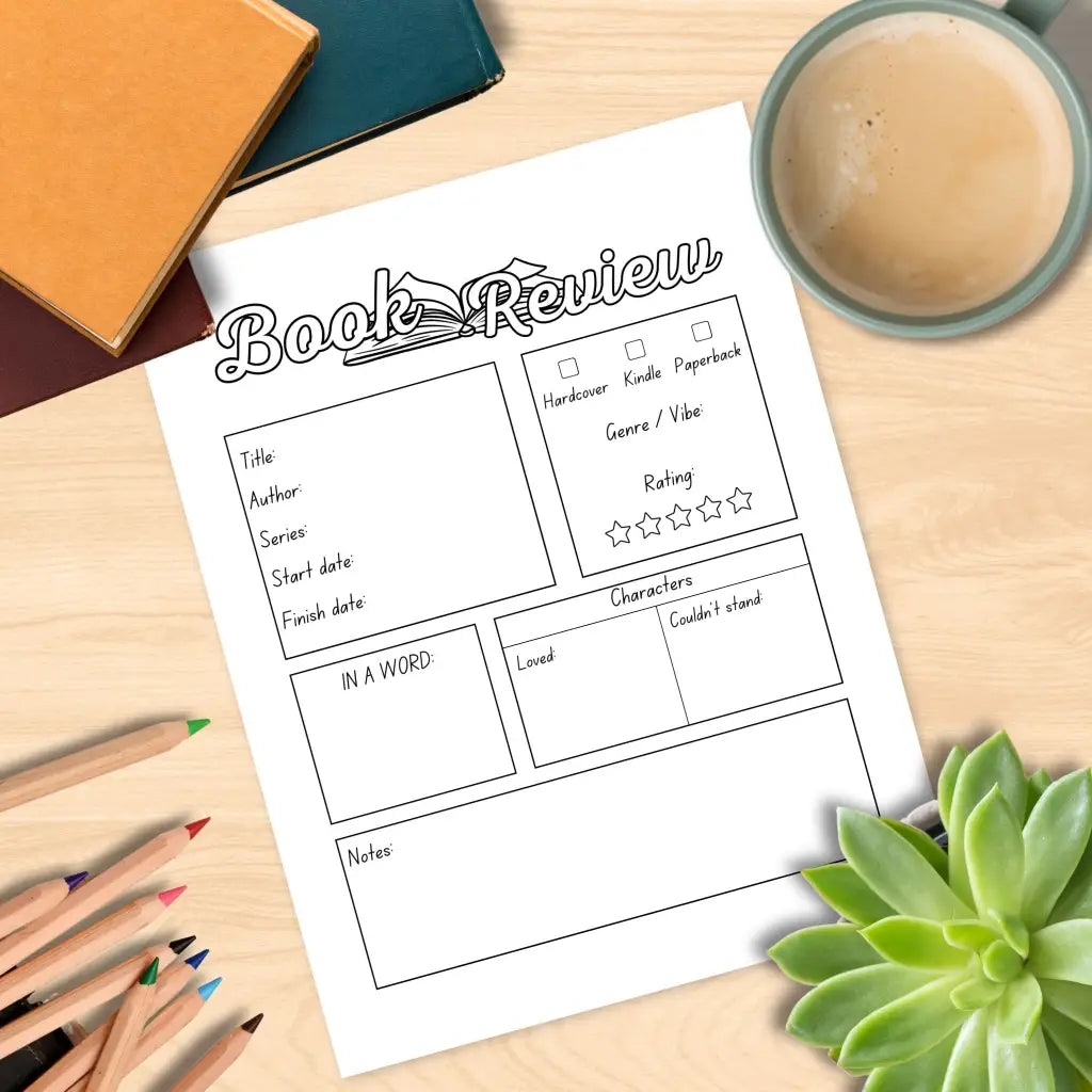 Book Review Journal by Room for Calm - Printable PDF