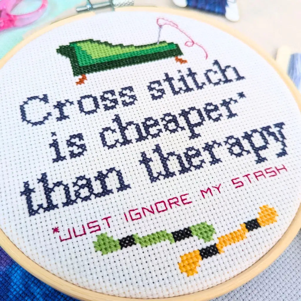Cheaper Than Therapy - Funny Modern Cross Stitch Pattern by Room for Calm