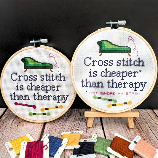 Cheaper Than Therapy - Funny Modern Cross Stitch Pattern by Room for Calm