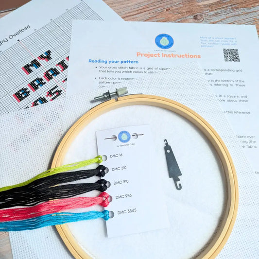 CPU Overload - Funny Relatable Cross Stitch Kit by Room for Calm