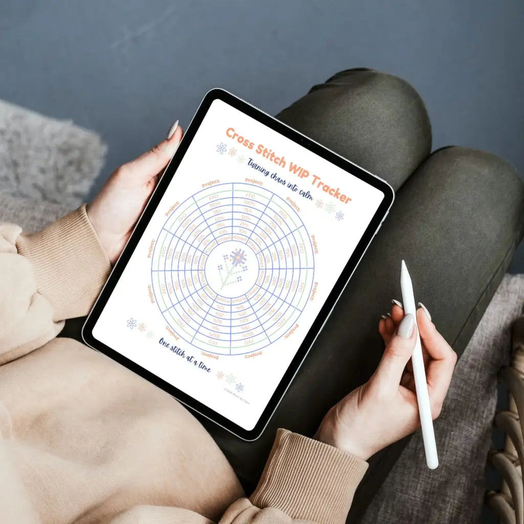 Cross Stitch Work In Progress Tracker - Printable PDF WIP Chart by Room for Calm