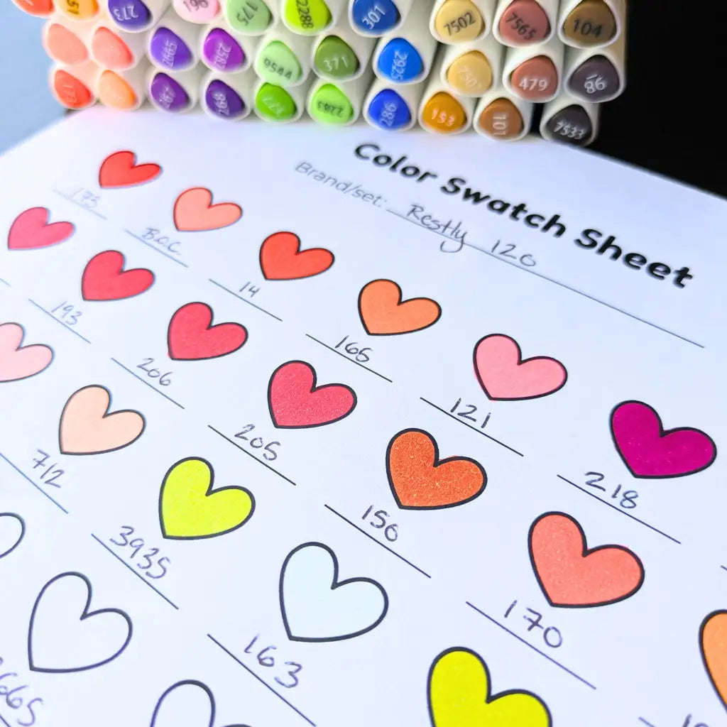 Printable Color Graph Chart Cute & Cozy Color Charts - Printable PDF Color Swatch Templates by Roo ...