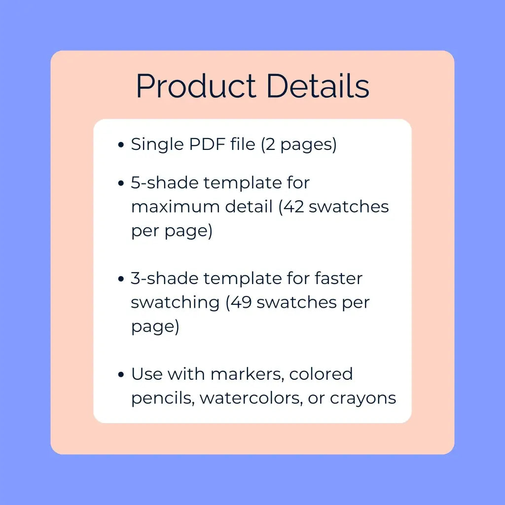 Colored Template.pdf Layered Shades Color Chart - Printable PDF Color Swatch Template by Ro ...