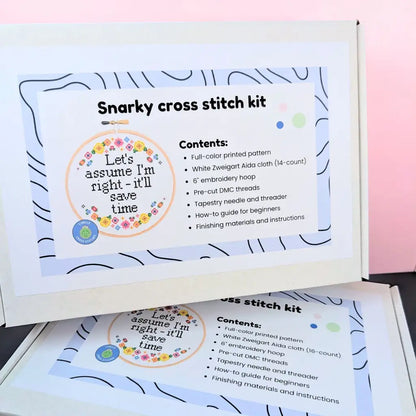 Let’s Assume I’m Right - Snarky Floral Cross Stitch Kit by Room for Calm