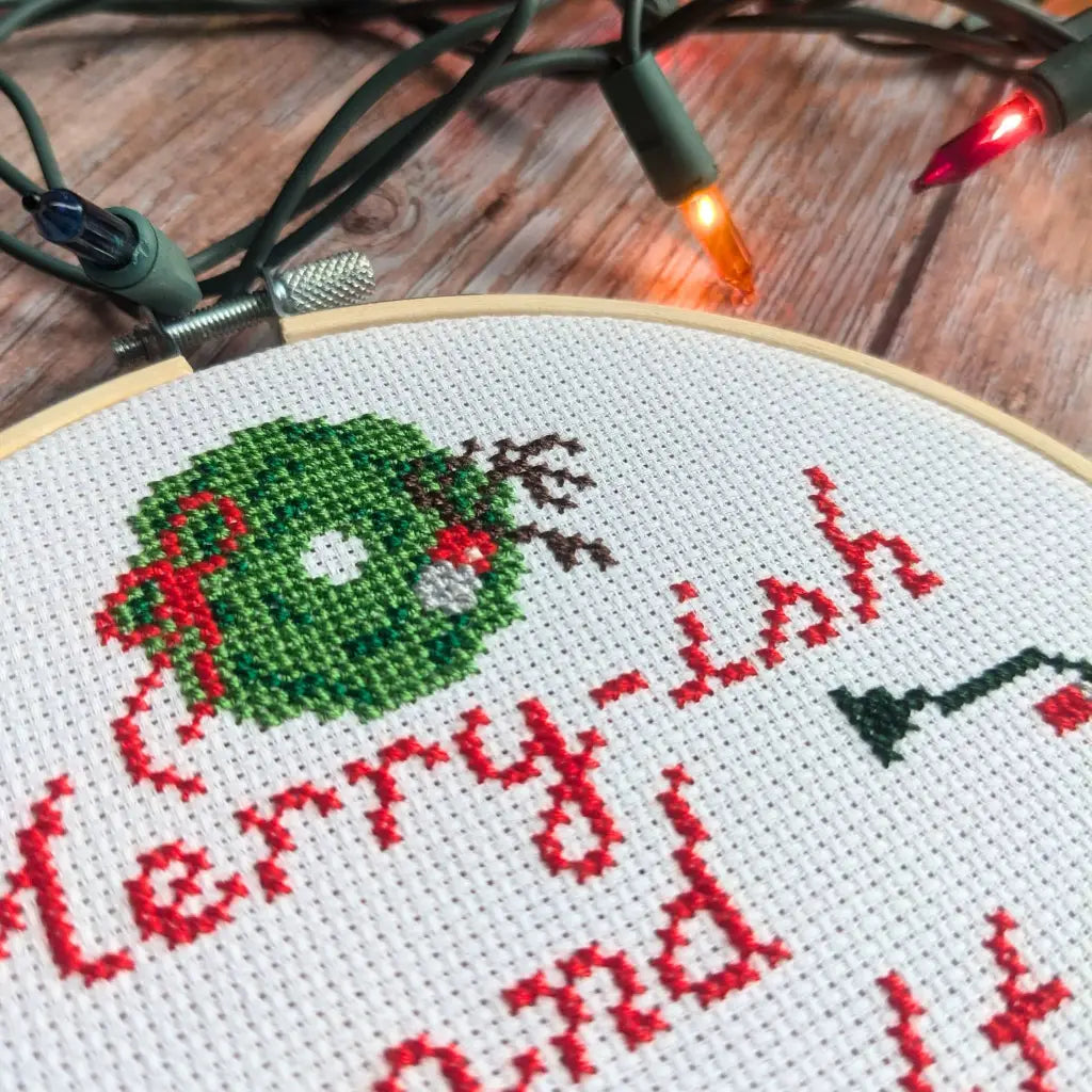 Merry-ish and Bright - Funny Christmas Cross Stitch Pattern by Room for Calm