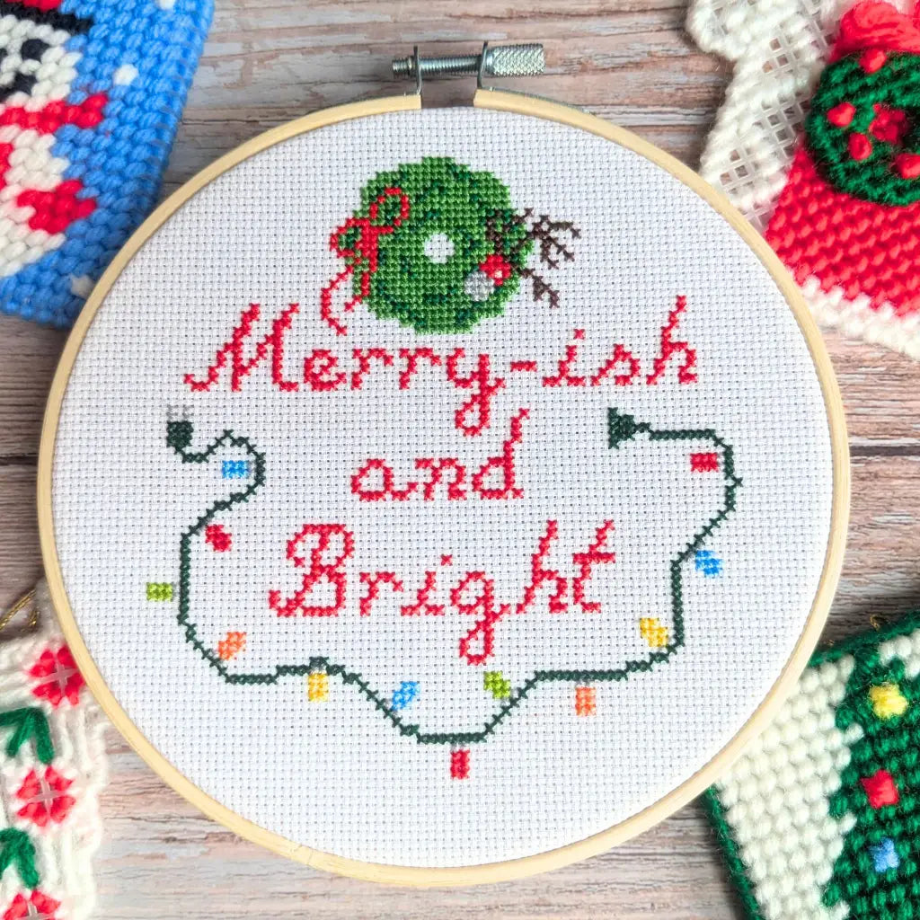 Merry-ish and Bright - Funny Christmas Cross Stitch Pattern by Room for Calm