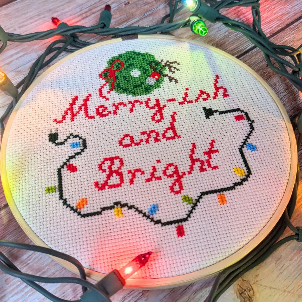 Merry-ish and Bright - Funny Christmas Cross Stitch Pattern by Room for Calm
