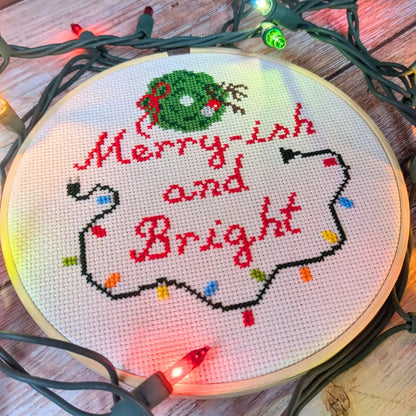 Merry-ish and Bright - Funny Christmas Cross Stitch Pattern by Room for Calm