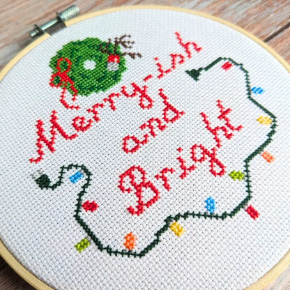 Merry-ish and Bright - Funny Christmas Cross Stitch Pattern by Room for Calm