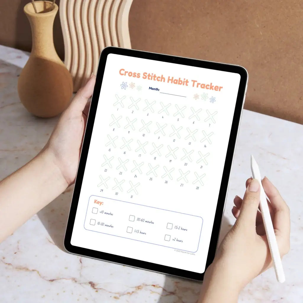 Monthly Cross Stitch Habit Tracker - Printable PDF by Room for Calm