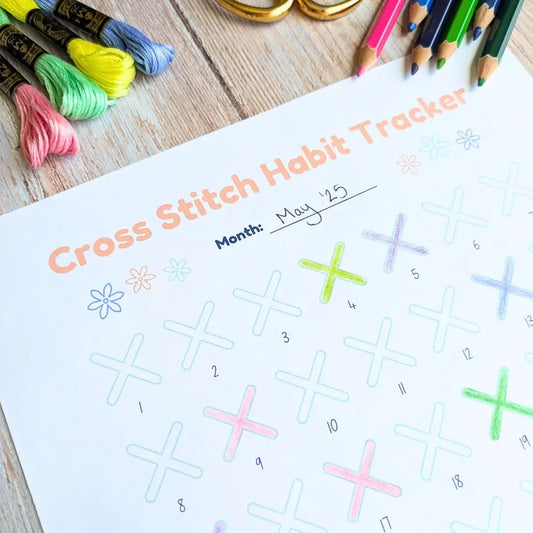 Monthly Cross Stitch Habit Tracker - Printable PDF by Room for Calm