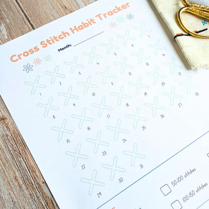 Monthly Cross Stitch Habit Tracker - Printable PDF by Room for Calm