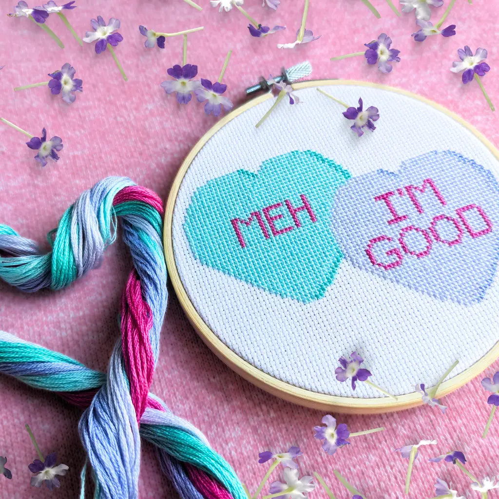 My Apathetic Valentine - Candy Hearts PDF Cross Stitch Pattern by Room for Calm