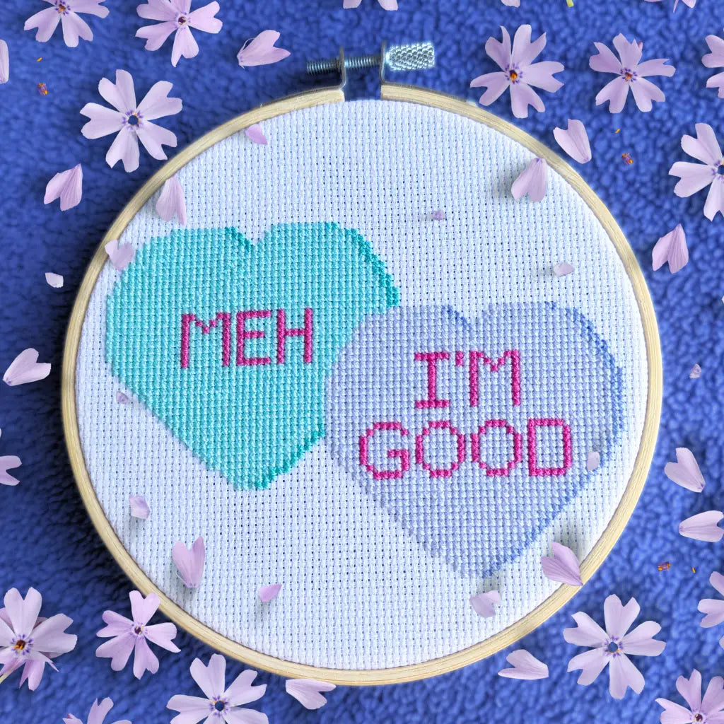 My Apathetic Valentine - Candy Hearts PDF Cross Stitch Pattern by Room for Calm