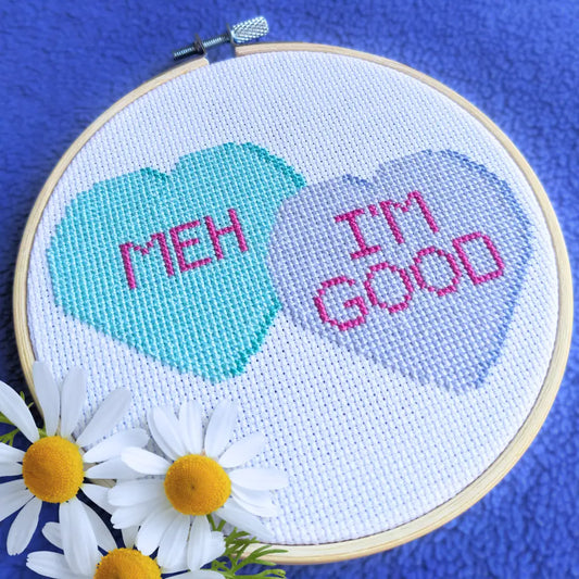 My Apathetic Valentine - Candy Hearts PDF Cross Stitch Pattern by Room for Calm