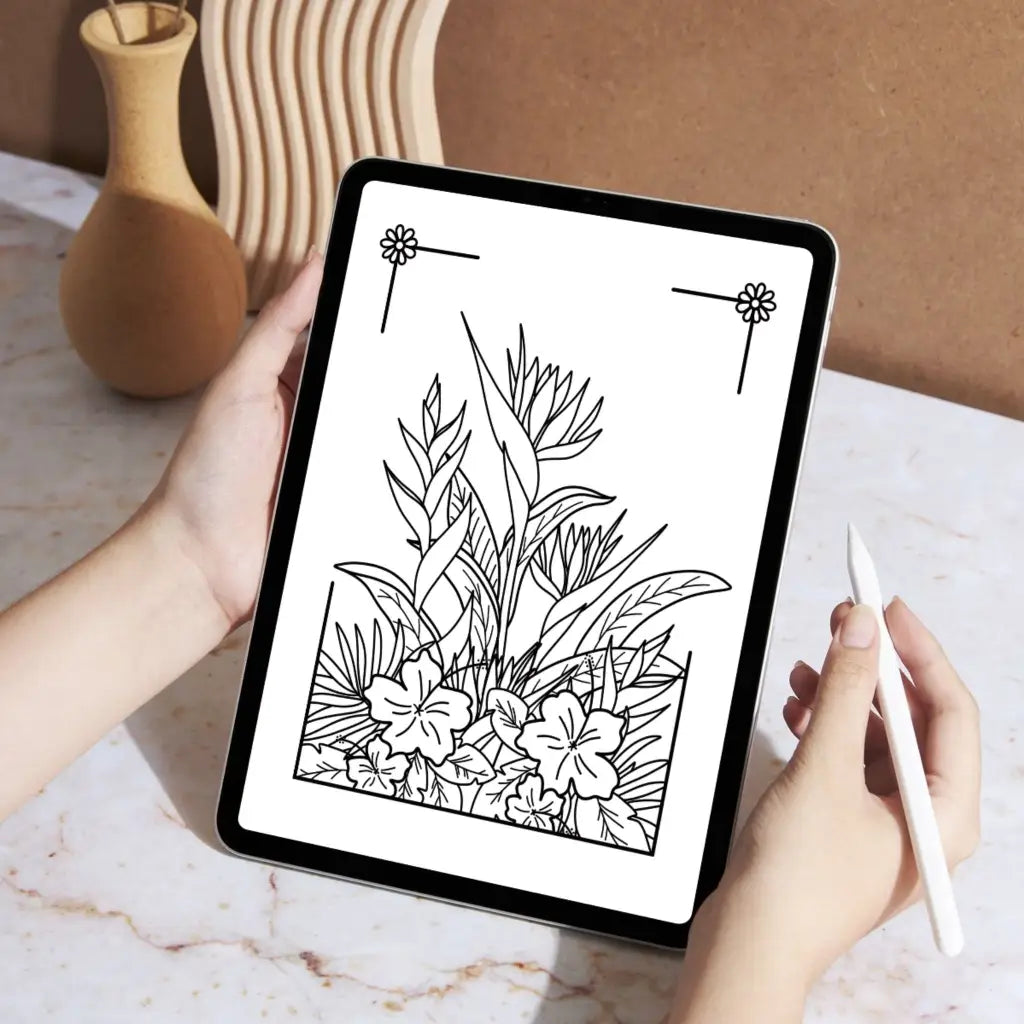 Plants & Flowers Coloring Pack - Printable PDF Coloring Pages by Room for Calm