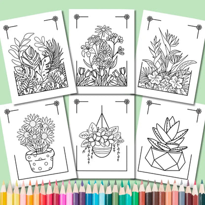 Plants & Flowers Coloring Pack - Printable PDF Coloring Pages by Room for Calm