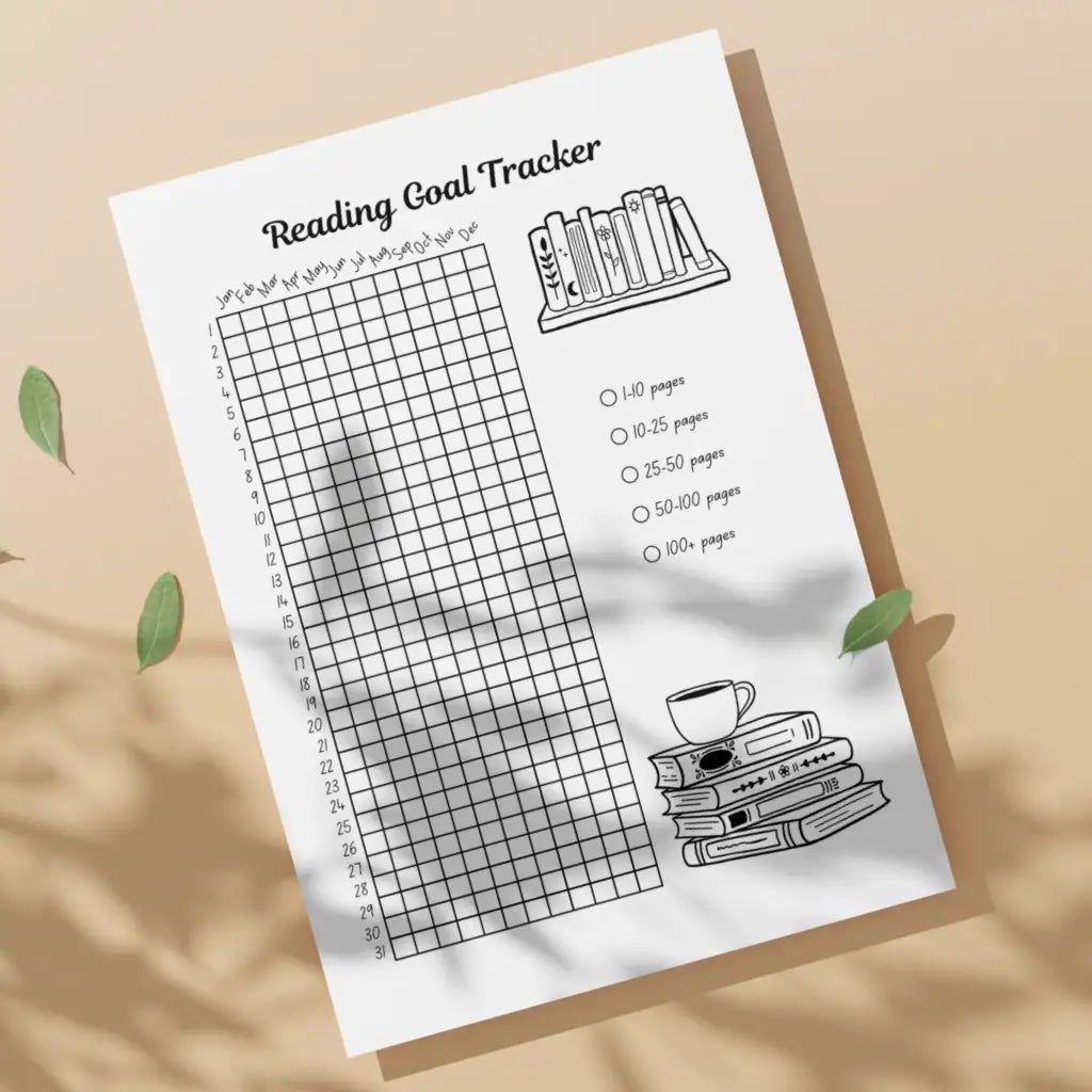 Reading Goal Tracker by Room for Calm - Printable PDF