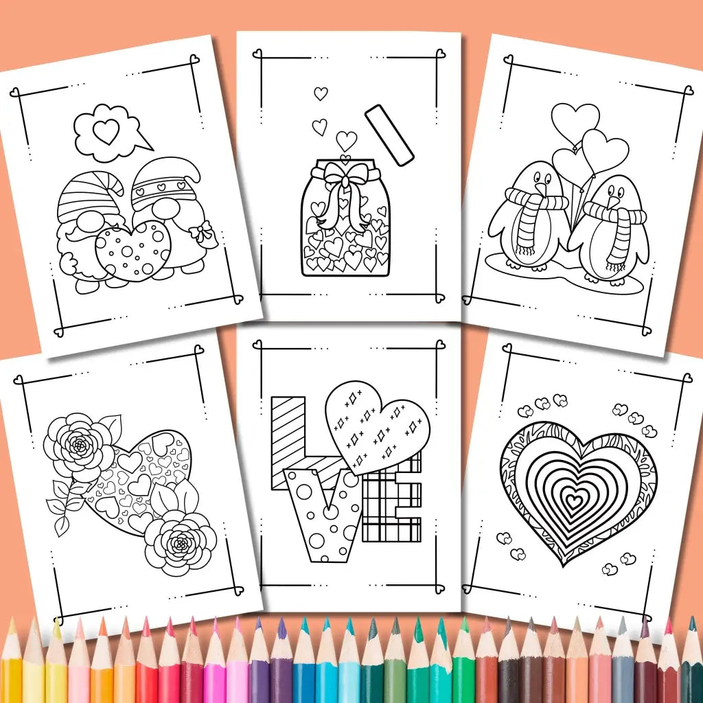 Sweet Valentine Coloring Pack - Printable PDF Coloring Pages by Room for Calm