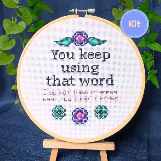Word Nerd’s Refrain - Funny Princess Bride Cross Stitch Kit by Room for Calm