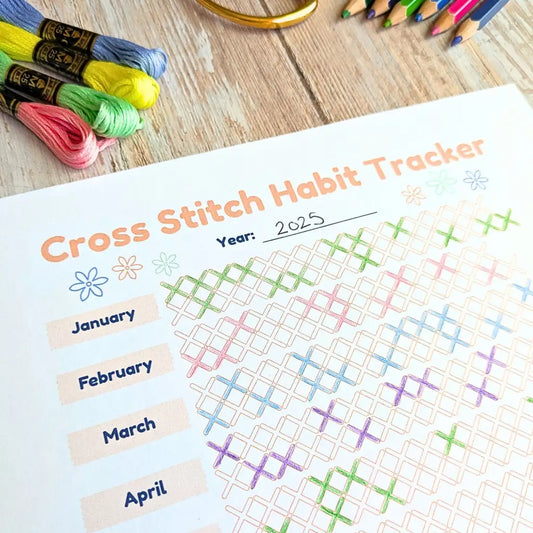 Yearly Cross Stitch Habit Tracker - Printable PDF by Room for Calm