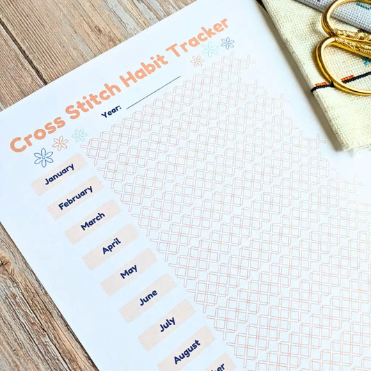 Yearly Cross Stitch Habit Tracker - Printable PDF by Room for Calm